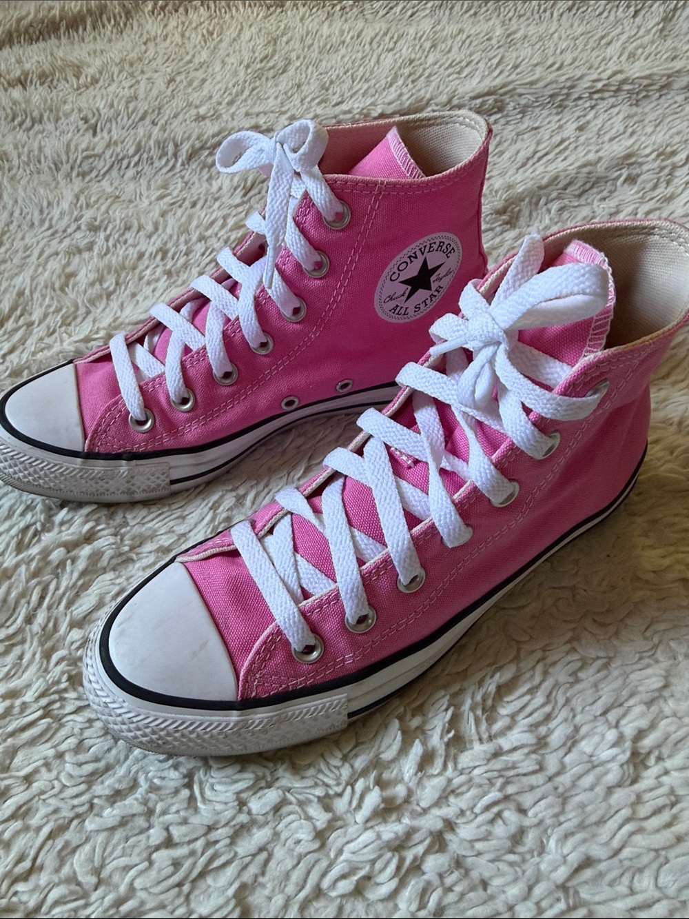 Converse Pink High Top Canvas Sneakers size women 7 , Men 5